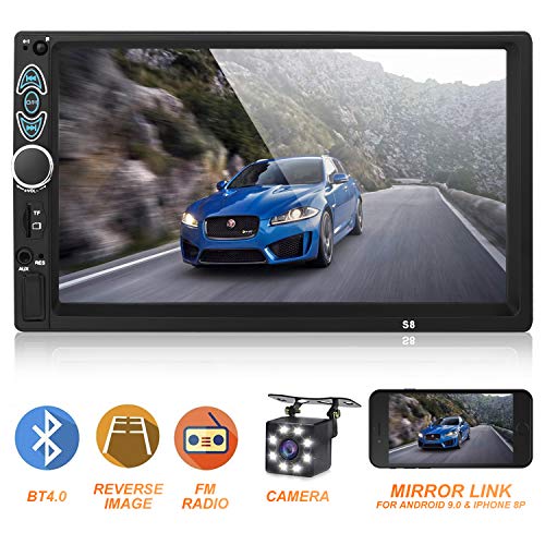 Double Din Car Stereo,Upgraded Version 7 Inch Touch Screen Car MP5 Player Support Backup Rear View Camera FM Radio Car Audio with Hands-Free Mirror Link