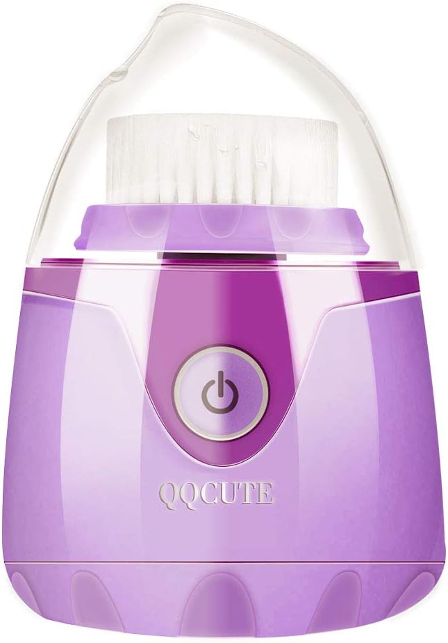 Sonic Vibrating Facial Cleansing Brush, Waterproof Face Brush, Smart Timer, Wireless Charging Face Scrubber with 3 Modes and 2 Brush Heads for Deep Cleansing, Exfoliating Galvanic Machines, Purple