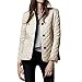 E.JAN1ST Women's Diamond Quilted Jacket Stand Collar Button End with Pocket Coat, Cream, TagsizeXXXL=USsize8