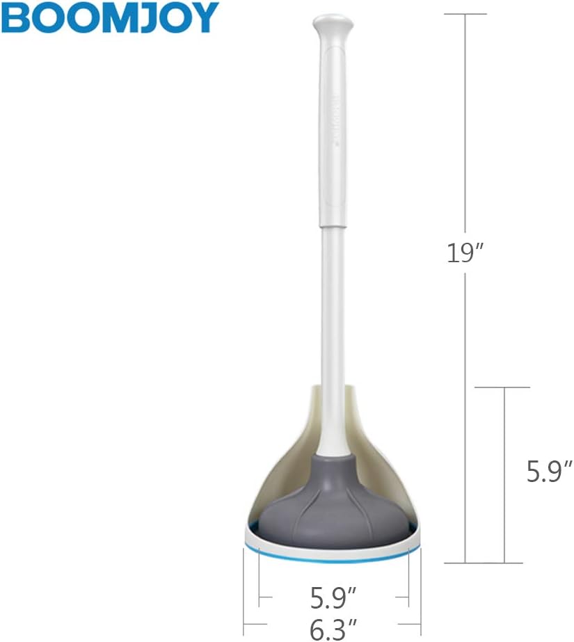 BOOMJOY Toilet Plunger with Holder Set for Bathroom Heavy Duty, White Blue: Home & Kitchen