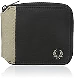 Fred Perry Men's Coated Canvas Zip Around Wallet, French Navy/Black/Twill, One Size