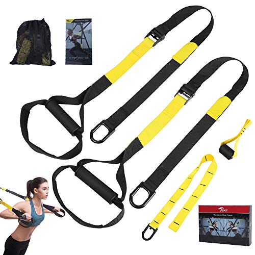 TSKF Bodyweight Fitness Resistance Trainer Kit, Home Gym & Outdoor Fitness Training Straps for Complete Body Workout with Training Programs & Guide, Door Anchor, Extension Strap