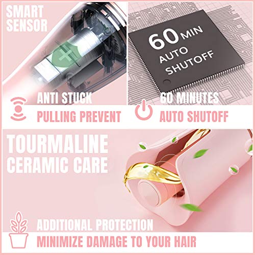 LENA Geniecurl Auto Hair Curling Wand with Ceramic Ionic Barrel and Smart Anti-stuck Sensor, Professional Hair Curler Styling Tool for Long and Short Hair