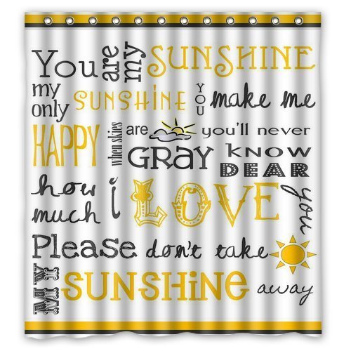 Custom You Are My Sunshine Waterproof Fabric Bathroom Shower Curtain 66