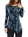 Allegra K Women's Tie Dye Irregular Hem Shirt Round Neck Long Sleeves Casual Top Medium Blue
