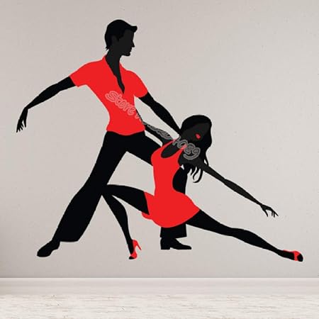 Jxaa Coppia Di Ballo Vestito Rosso Adesivi Murali Ballerini Latini Doppia Danza Sociale Tango Silhouette Decalcomania Soggiorno Decorazione Poster 95x80cm Amazon It Casa E Cucina