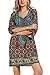 Women Bohemian Neck Tie Vintage Printed Ethnic Style Summer Shift Dress (Large, Pattern 8)