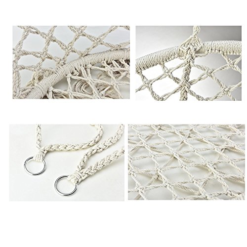 E EVERKING Hammock Chair Macrame Swing, Hanging Cotton Rope Macrame Hammock Swing Chair for Indoor, Outdoor Home, Patio, Porch, Deck, Yard, Garden, Max Weight: 260 Pounds (White)