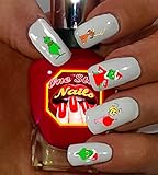 Grinch Who Stole Christmas Disney Nail Art Decals. Clear Waterslide Nail Decals (Tattoo) Set of 47 by One Stop Nails DG-001-47