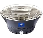 Forlion Stainless Steel Portable Smokeless Charcoal BBQ Grill, with Transport Bag, Electric Fan for Air/Heat Control, Gray