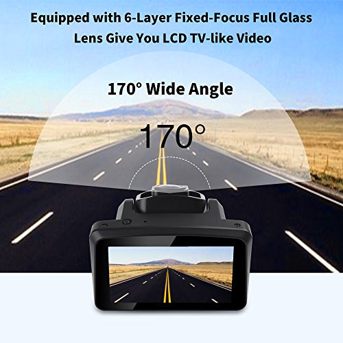 OnLyee Dash Cam, Driving Video Camera Recorder,Dashboard Vehicle Car DVR, Full HD 1080P with 3” LCD Display, 170° Wide Angle Lens, Auto ON/Off, External Memory, G-Sensor,Parking Mode, Loop Recording - Thumbnail 3