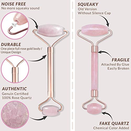 Face Roller - Rose Quartz Roller For Face - Face Roller Massager for Wrinkles, Eye Puffiness, and Sinus Pressure Relief - Facial Roller for Youthful Skin Tone and Anti Aging - Jade Roller Alternative - Thumbnail 2
