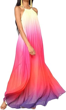 red pleated maxi dress