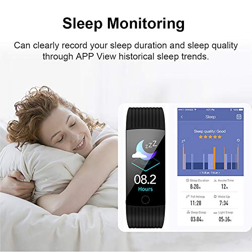 Fitness Tracker, Activity Tracker with Heart Rate Monitor, 1.14 inch Fitness Watch with Sleep Monitor IP69 Waterproof, Step Counter Pedometer SMS Push Smart Watch for iOS Android Phone