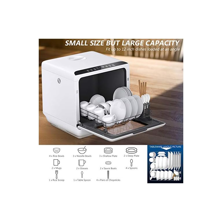 COSTWAY Portable Countertop Dishwasher, with 5Liter Builtin Water