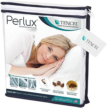 Perlux Tencel 100% Waterproof Pillow Encasement - Vinyl and PVC - Includes Set of Two (Queen)