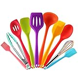 Kitchen Utensil Set-10 Silicone Cooking Utensils-Nonstick Cooking Spatulas With Tongs,Mixing Spoon,Slotted Spoon Tools, Gadgets,Spatula Sets,Basting Brush,Whisk