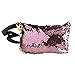 OULII Sports Bag Casual Bag Waist Pack Waist Bag Double Color Sequins Valentine's Day gift for women girls (Gold + Pink)