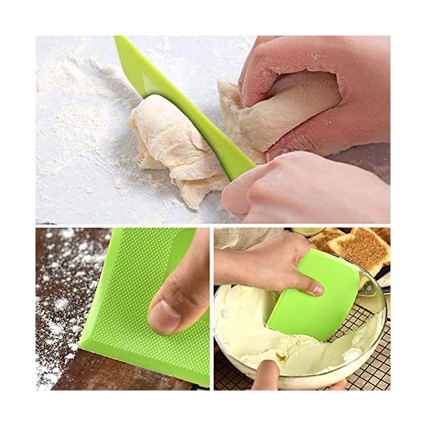 Set of 2 Dough Scrapers Bowl Scraper Plastic Pastry Bread Dough Cutter Flexible Cutter Chopper Home Kitchen Tools…