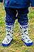 Oakiwear Kids Rubber Rain Boots With Easy-On Handles, Shark Frenzy, 1Y US Little Kid