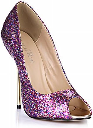 Glitter Dress Peep Stiletto Pumps Multi Colors Fashion Women High Heels DolphinGirl D'Orsay Shoes Prime