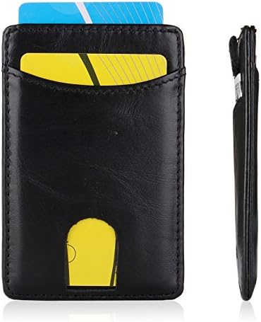 Slim Front Pocket Wallet for Men and Women Genuine Leather Thin Credit Card Holder