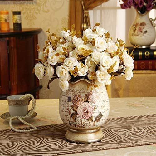 7 8インチの古典的な塗られた花つぼ 乾燥した花のための小さい陶磁器の花瓶 ヨーロッパの牧歌的な様式の瓶 居間の寝室のオフィスのための卓上植物の容器 Color Vase With Flower Greenlightproductions Co In