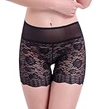 LANBAOSI Women's Rose Floral Lace High Waist Safety Leggings Underwear