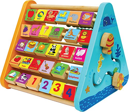 Toys of Wood Oxford Wooden Activity Centre -wooden activity toys with alphabet blocks and abacus-early learning centre baby toys