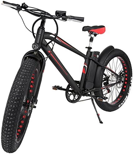 Garain 26inch Electric Mountain Fat Tire Bike, Beach &amp; Snow E Bike 36V 10AH Li Battery Bicycle (Black)