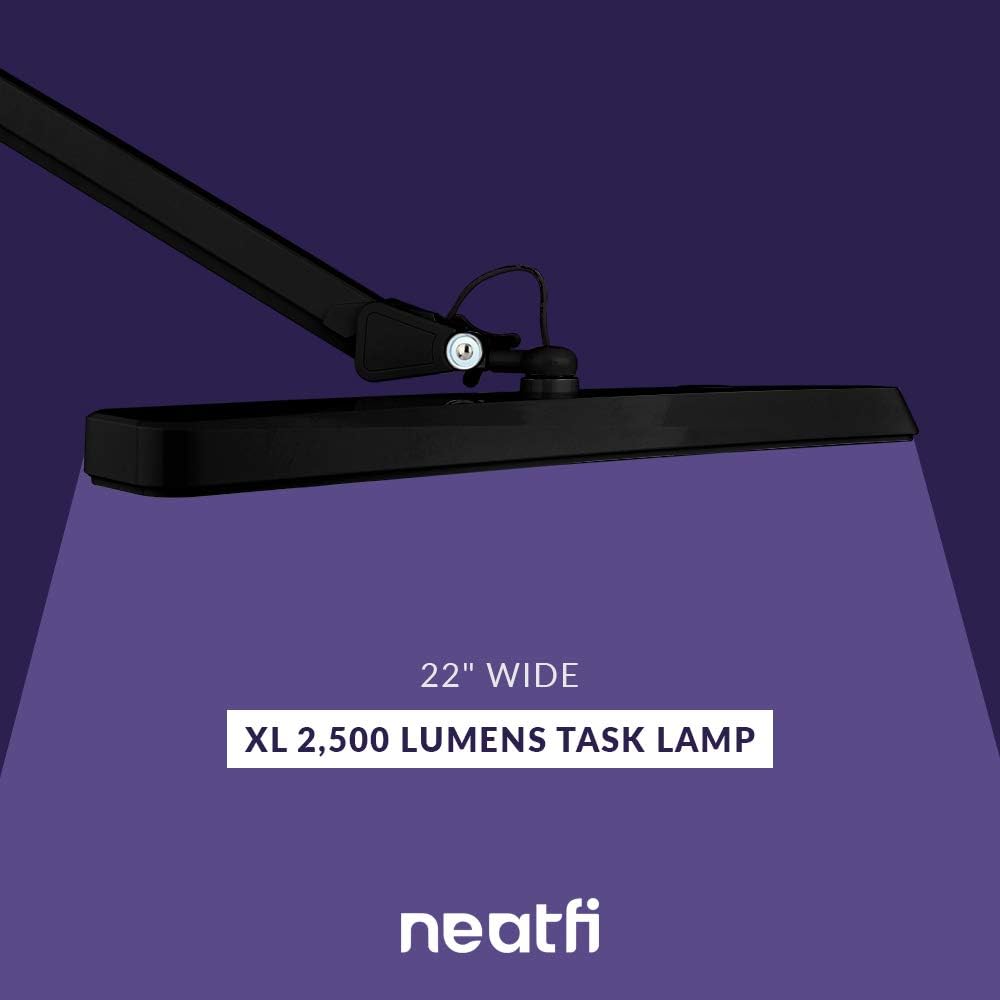 Neatfi XL 2,500 Lumens 30W LED Task Lamp for Manicure Table Crafts, Workbench, Office - 56 cm Wide Shade Desk Light - Image 4
