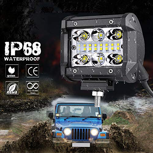 LED Pods,Auto Power Plus 2PCS 4” 120W OSRAM Off Road Driving Light Bar Spot Flood Combo LED Work Light Waterproof Fog Lights LED Cubes for Truck Jeep Car ATV UTV Boat,2Years Warranty