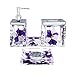 EUMAT Nature Series Bathroom Organizer Set Acrylic 4 PCS Bathroom Washing Accessory Set with Purple Flower NB4-026