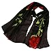 LMVERNA women's flower scarves printing chiffon lightweight scarf long spring scarfs shawls (Black)