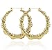 Celebrity Style Vintage Gold Plated Large Bamboo Hoop Earrings (One Hoop Bamboo Earring)