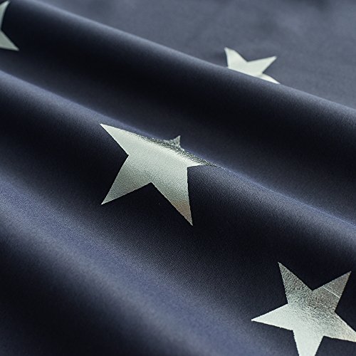 Anjee Navy Blue Star Print Blackout Curtains for Kids Room (2 Panels), Thick Thermal Insulated Window Drapes Curtain Panels for Nursery Room / Star War Themed Game Room, W52 x L63 Inches - Thumbnail 6