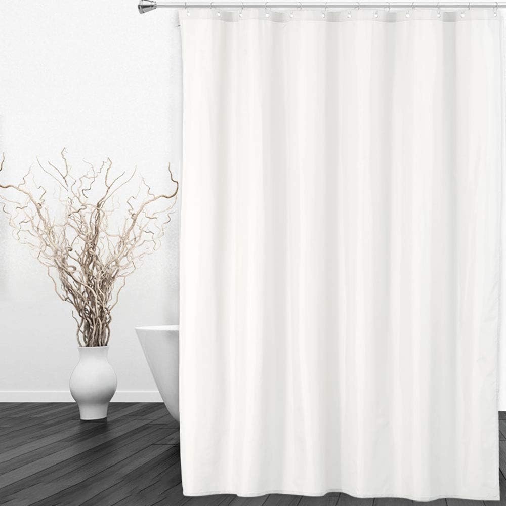 Hotel Quality 100% Waterproof Fabric Shower Curtain or Liner with Magnets for Bathroom, White, 72 x 72 inches