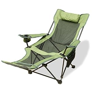 Hm&dx Portable Plein Air Chaises Pliantes Chaise De Camping Avec Repose Pieds Dossier Réglable Porte-gobelet Compact…