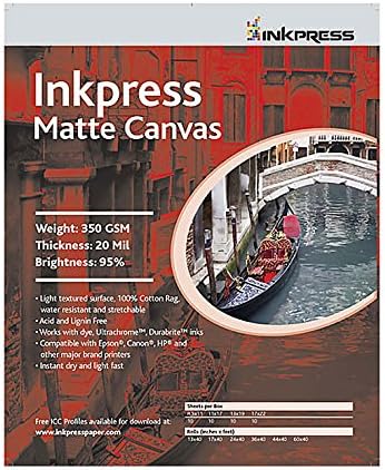 Inkpress Media Matte Canvas - 13x19in. (Super-B) (10 Sheets)