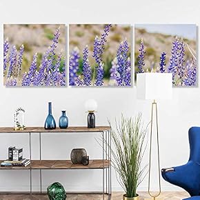 3 Panel Romantic Lavender Pictures Home Wall for...