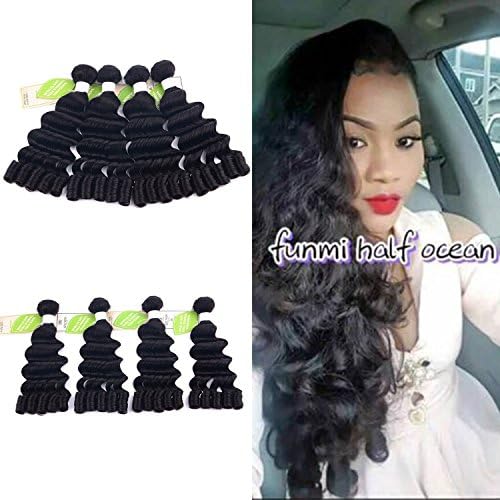 LADYSTAR Loose Wave Fumi Curly Human Hair Bundles Brazilian Virgin Remy 100% Unprocessed Human Hair Spiral Curly Hair Extensions Deep Wave Hair Weft Natural Color 4 Bundles 95G/Bundle(16 16 16 16inch)