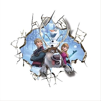 De Dibujos Animados Kristoff Olaf Princesa Anna Roto Agujero 3d