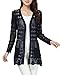 EachWell Women Hollow Crochet Cable Knit Pockets Open Front Cardigan Sweater Navy Blue
