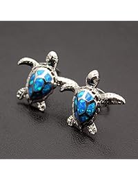 Hermosa mamá regalos mar tortuga azul ópalo mujeres colgante collar pendientes conjuntos de joyería