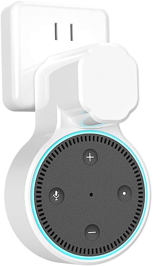 Dot Outlet Wall Mount Holder for Echo 2nd Generation, YIHUNION Hanger Bracket Stand Case for Home Voice Assistants, A Space Saving Solution for Smart Home Speakers Without Messy Wires Screws (White)