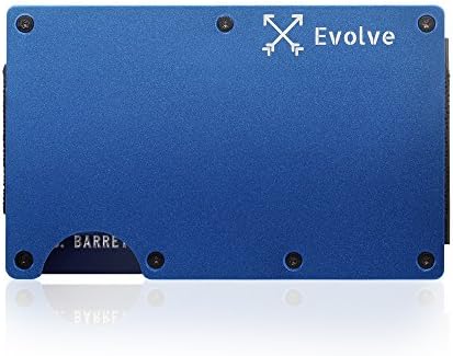 Minimalist Money Clip Ridge Wallet - RFID Blocking Aluminum 2018 Design by EVOLVE (Sapphire)