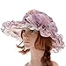Vbiger Women's Kentucky Derby Hat Large Brim Chiffon Lace Flounce Sun Hats