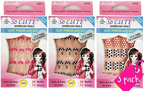Beautia 3pack So Cute Artificial Pre-Glued Junior Nail 22211/22229/22230 (Sticker Nails)