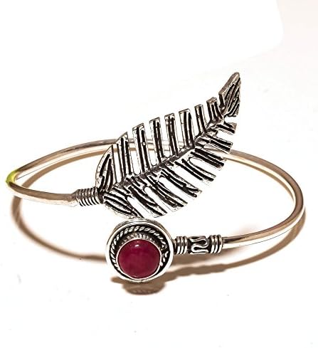 Gorgeous! Handmade Jewelry! Red Dyed Ruby Sterling Silver Overlay Bangle/Bracelet Free Size