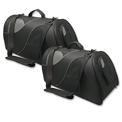 Fuzzy Buddy FB-SS-BL-2 Soft-Sided Pet Carrier for Small Dogs and Cats, Black, 2-Pack